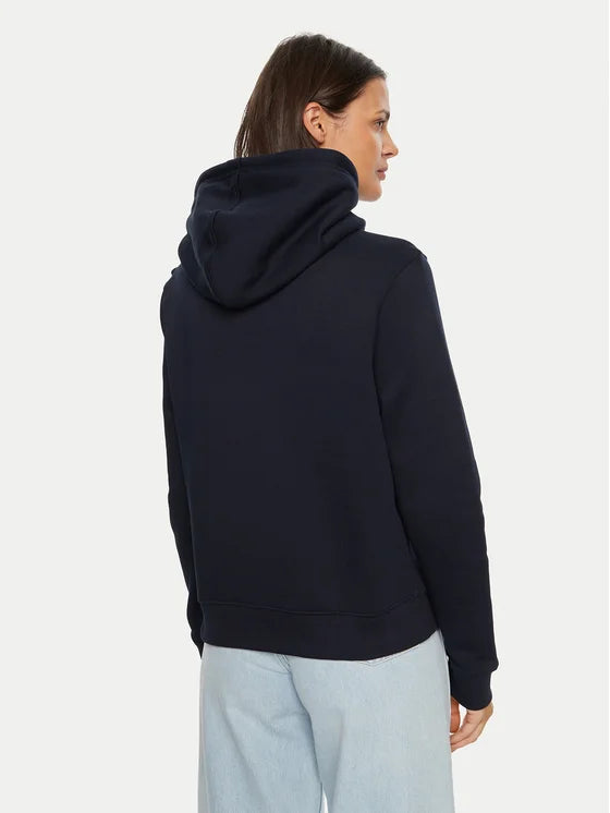 Guess Embroidered Triangle Logo Womens Pullover Hoodie - Navy Blue
