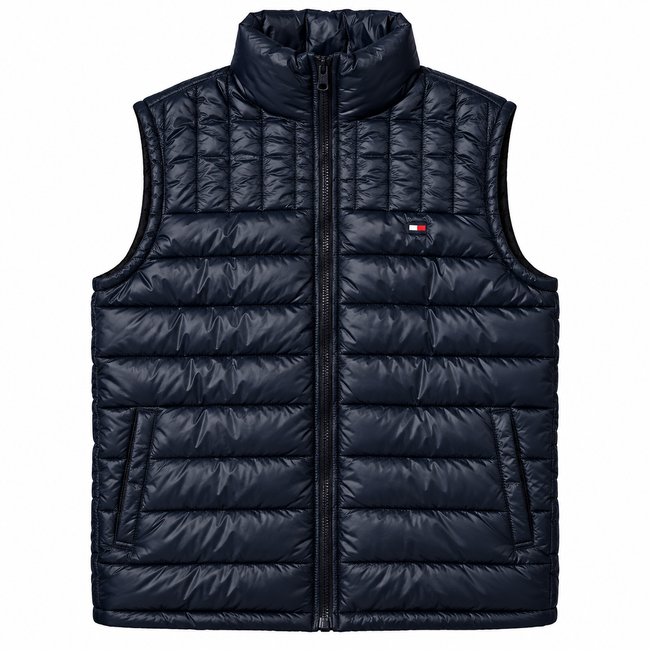 Tommy Sleeveless Puffer Vest - Navy Blue