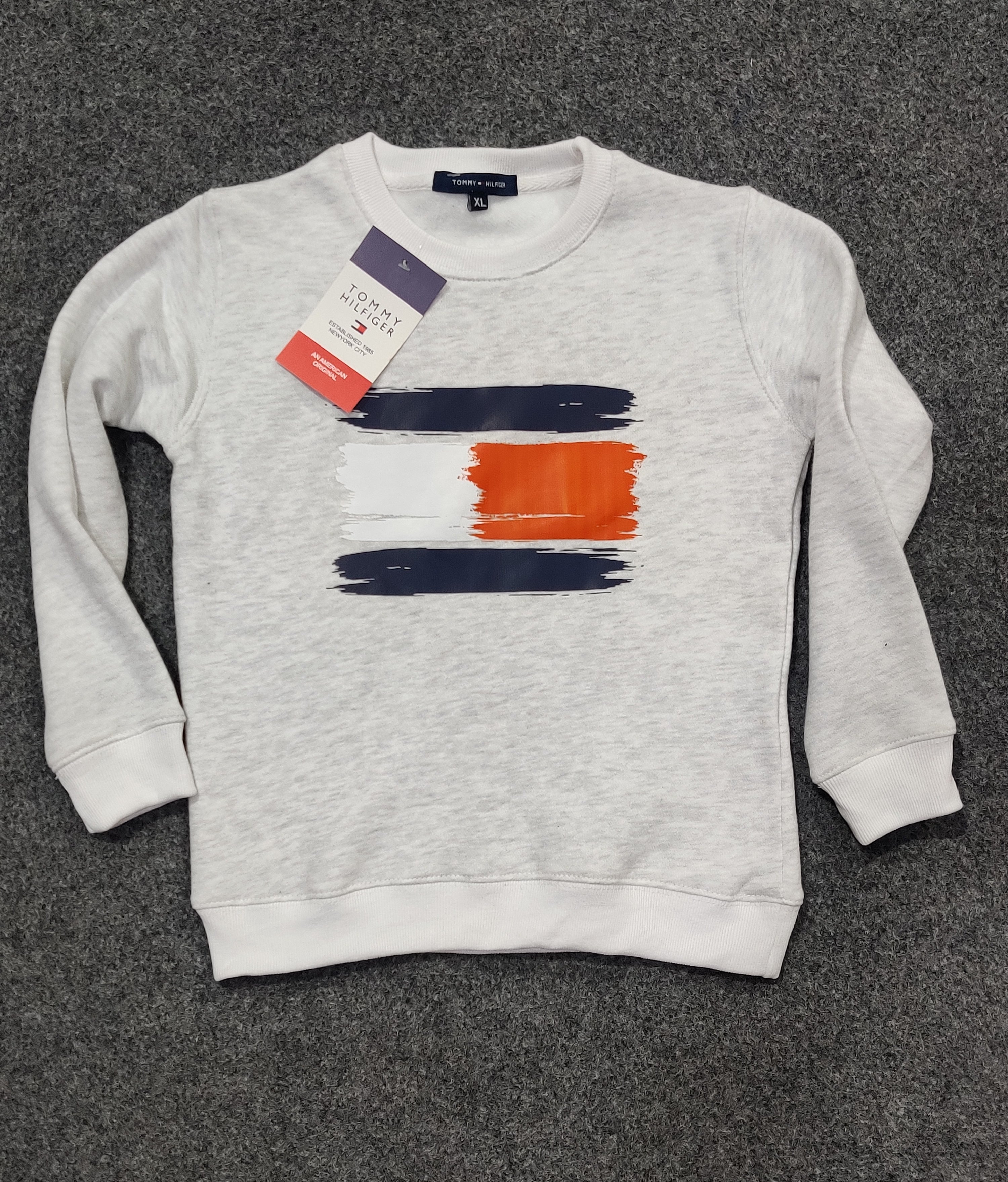 Tommy Flag Print Logo Sweatshirt - Grey