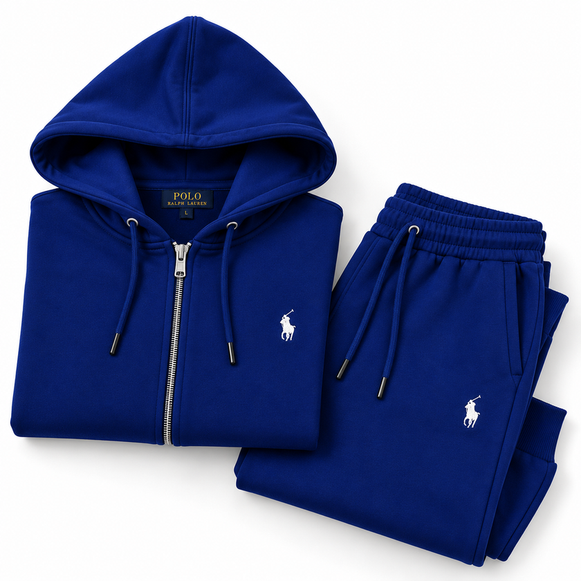 Polo Zipper Hood Tracksuit - Royal Blue