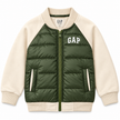 GAP Kids Hybrid Puffer Bomber Jacket - Olive/Cream