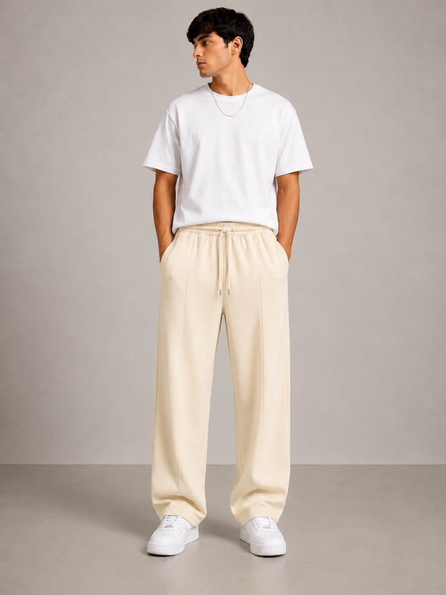 Jack&Jones Relaxed Fit Wide Leg Trouser - Beige