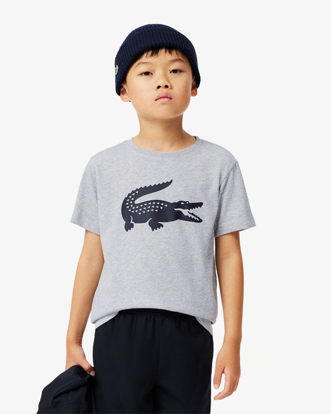 Lacoste Crocodile Printed Tee - Gray - Brand Store