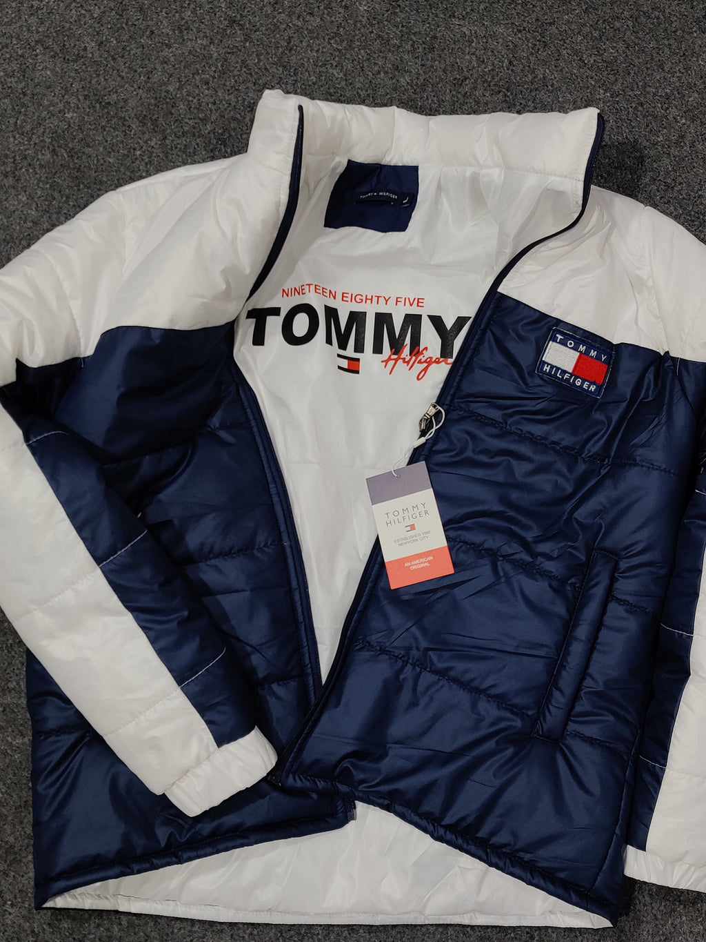 Tommy Colorblock Puffer - White/Navy