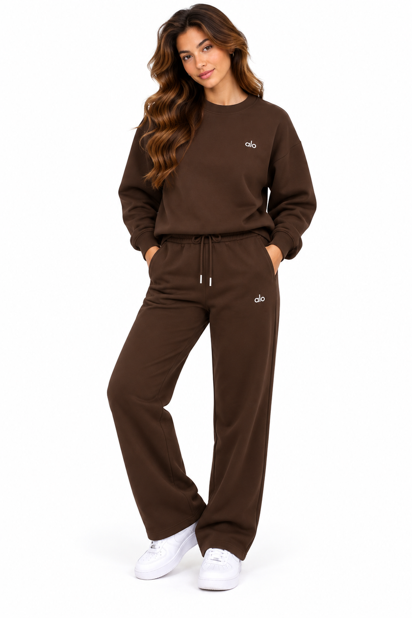 ALO Relaxed Fit Sweatshirt & Wide-Leg Trouser Set