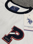 USPA Embroidered Logo Contrast Sleeves Tee - White - Brand Store
