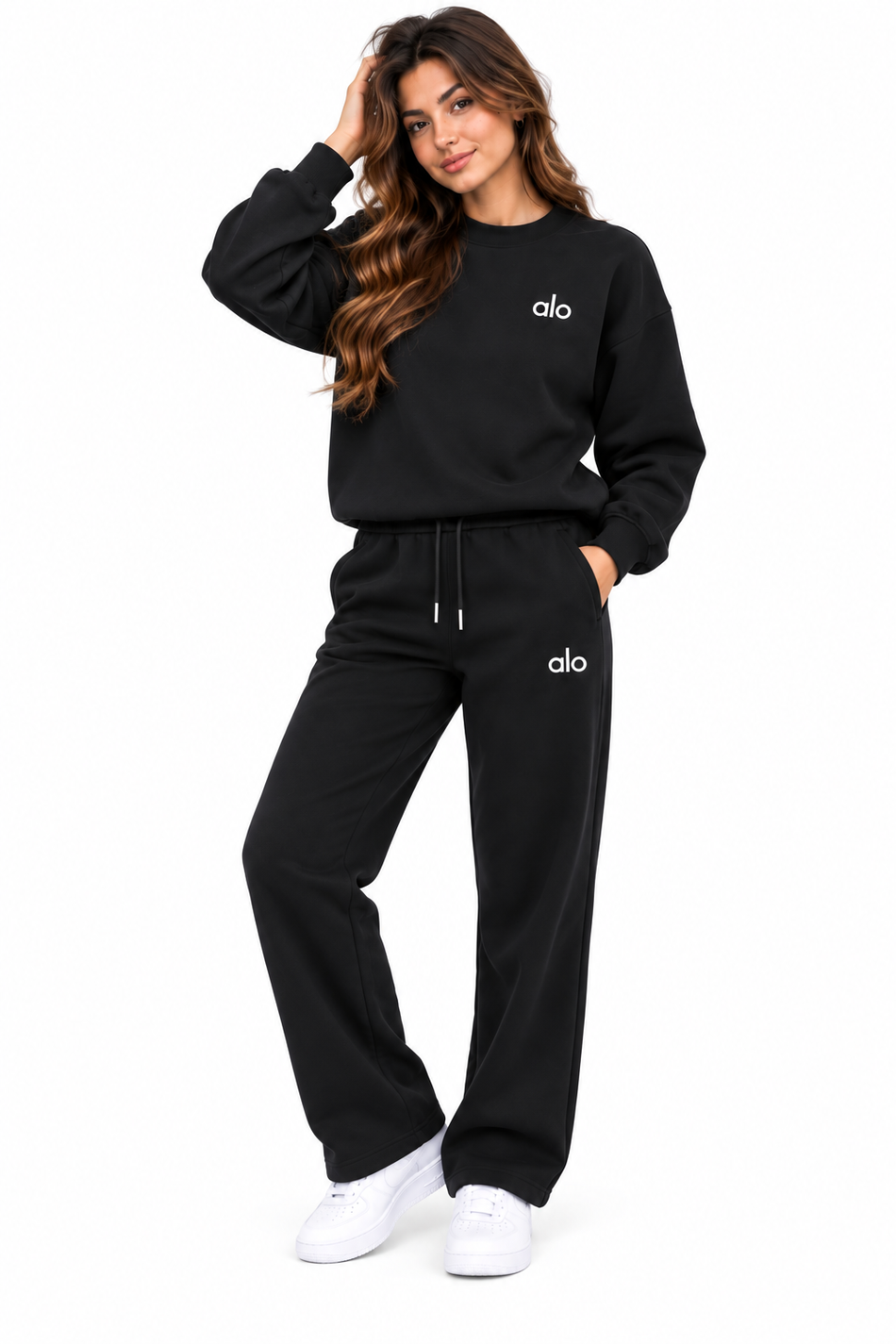 ALO Relaxed Fit Sweatshirt & Wide-Leg Trouser Set