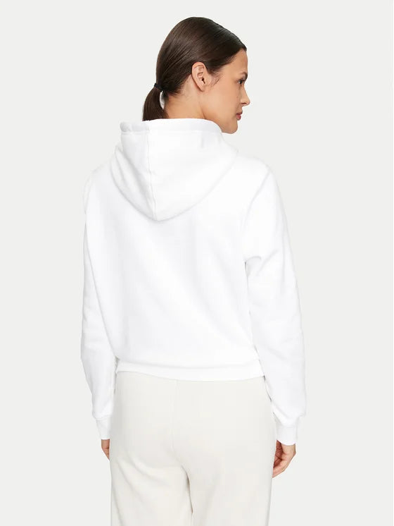 Guess Embroidered Triangle Logo Womens Pullover Hoodie - White