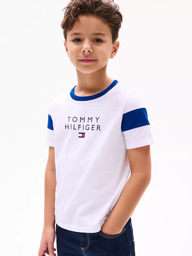 Tommy Colorblock Kids Tee - White - Brand Store