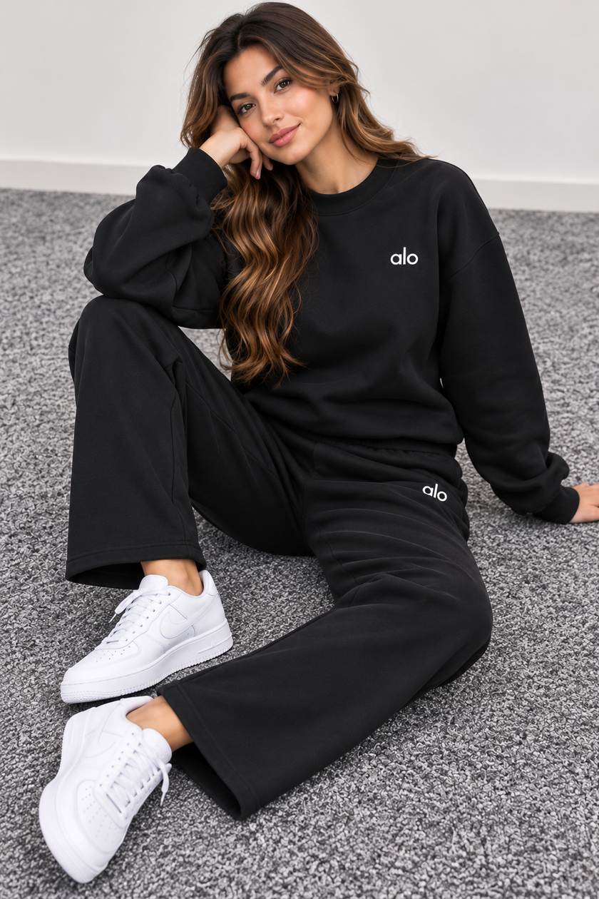 ALO Relaxed Fit Sweatshirt & Wide-Leg Trouser Set