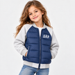 GAP Kids Hybrid Puffer Bomber Jacket - Navy/Gray