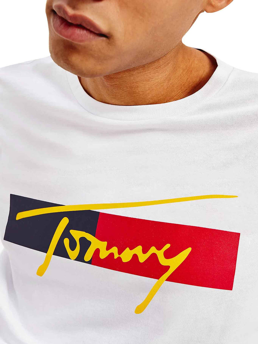 Tommy Hilifiger Signature Tee - White - Brand Store