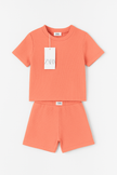 Zara Kids Waffle Knit Shorts-Tee Set - Baby Pink
