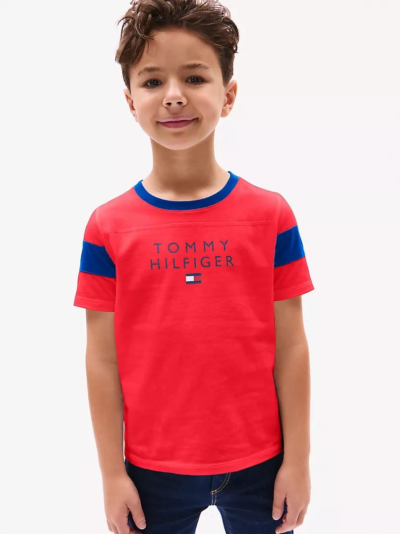 Tommy Colorblock Kids Tee - Red - Brand Store