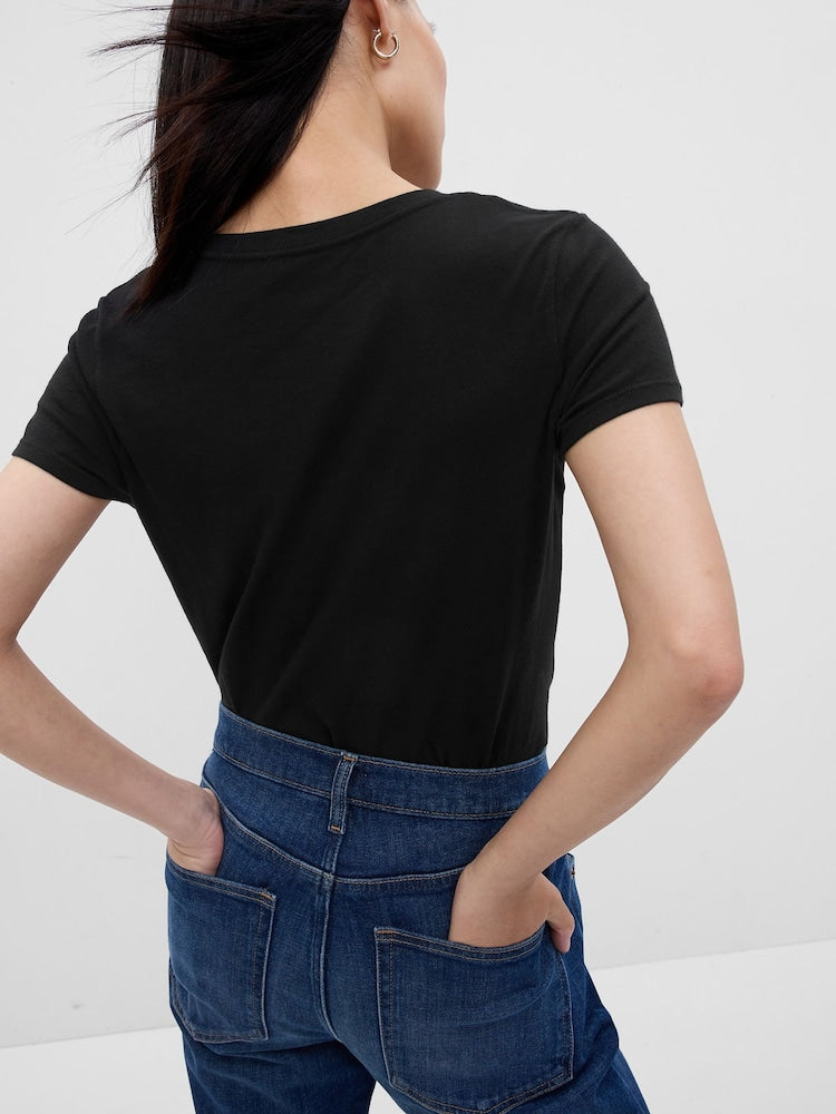 Gap Mid Shiny Logo Tee - Black - Brand Store