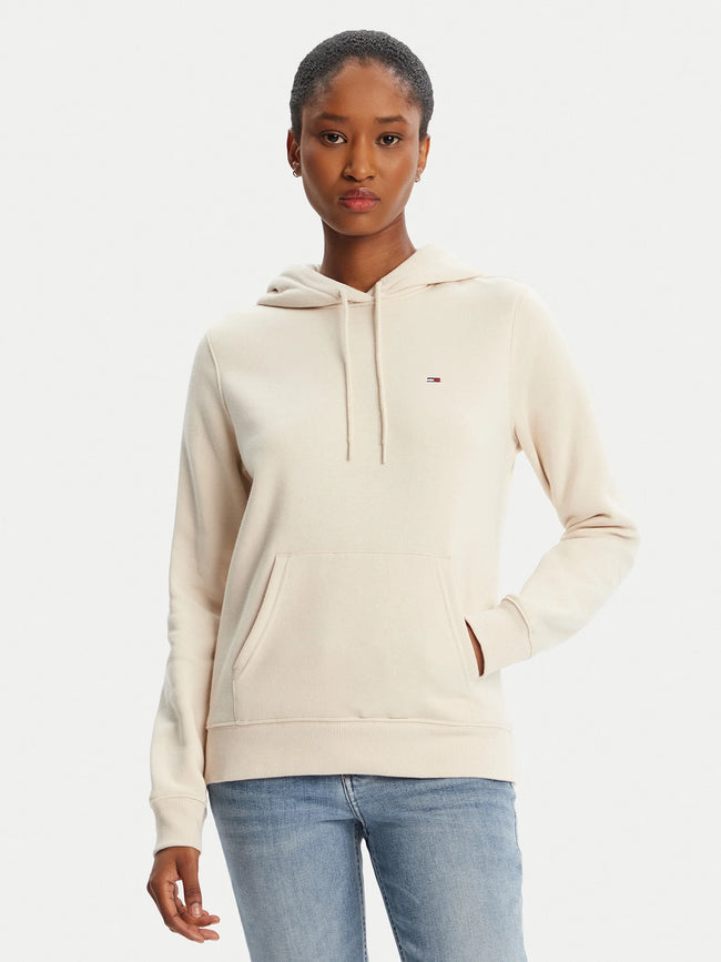 Tommy Flag Logo Women's Pullover Hoodie - Beige