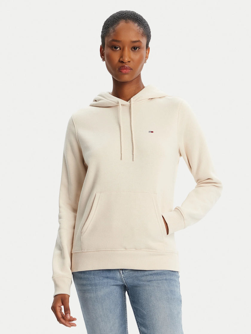 Tommy Flag Logo Women's Pullover Hoodie - Beige