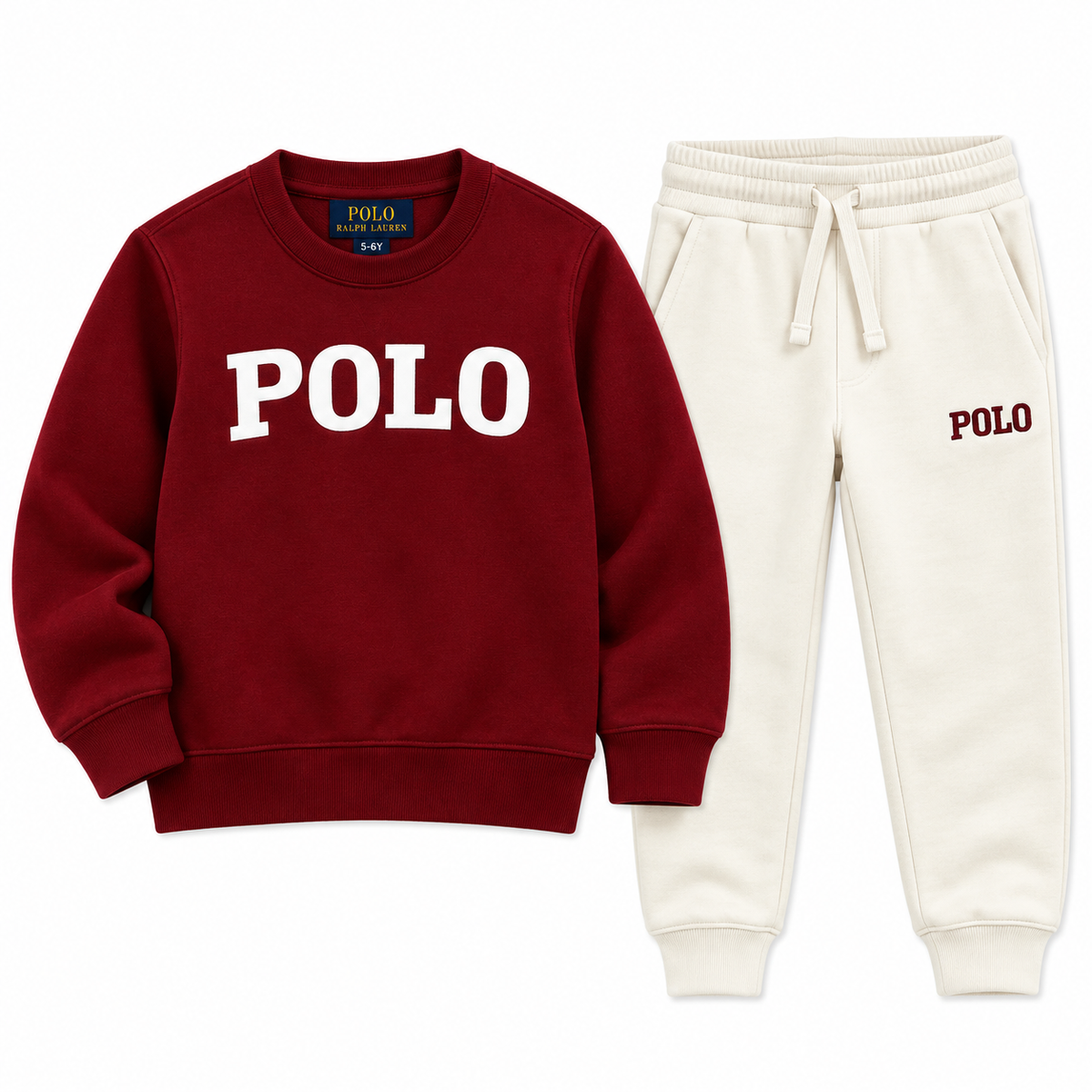 RL POLO Kids Set Unisex - Burgundy/White