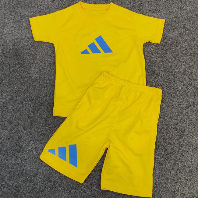 Ads Center Logo Boys Short Tee Set - Yellow - Brand Store