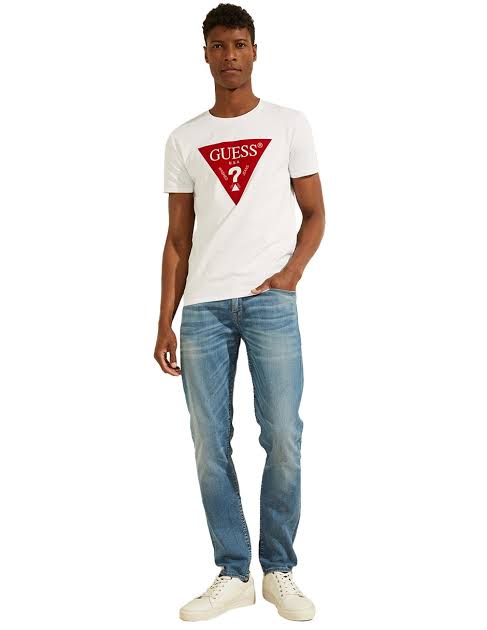 Guess Special Red Logo Tee - White - Brand Store