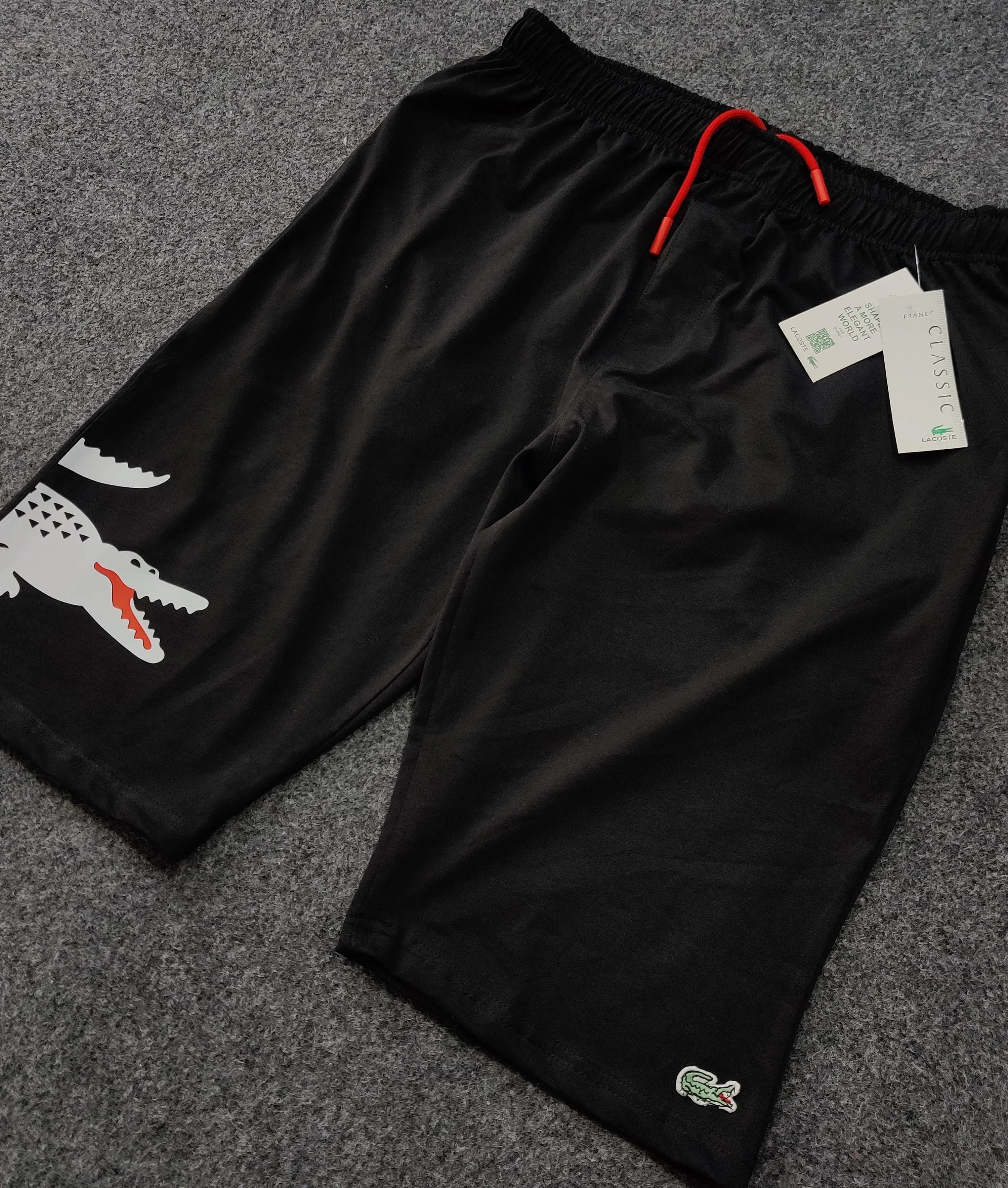 Lacoste Crocodile Printed Shorts - Black