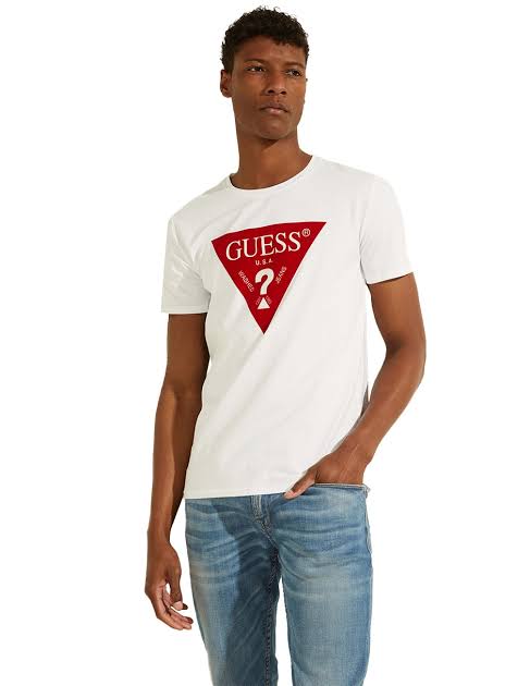 Guess Special Red Logo Tee - White