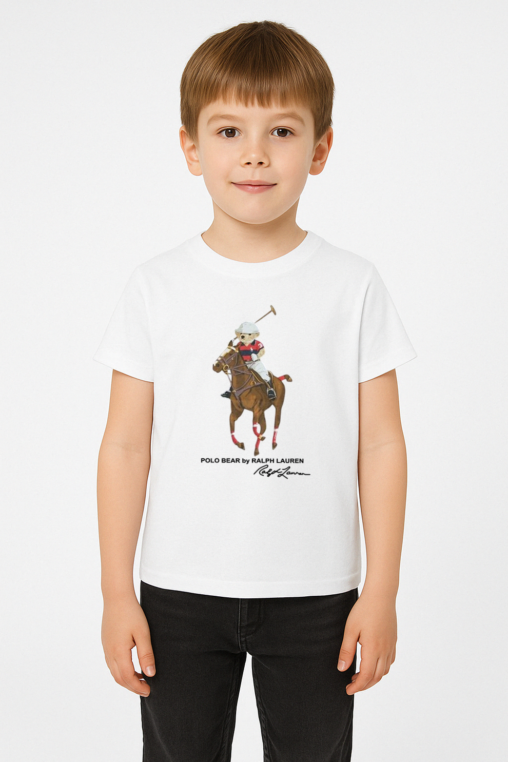 Kids Polo Bear Shirt - White