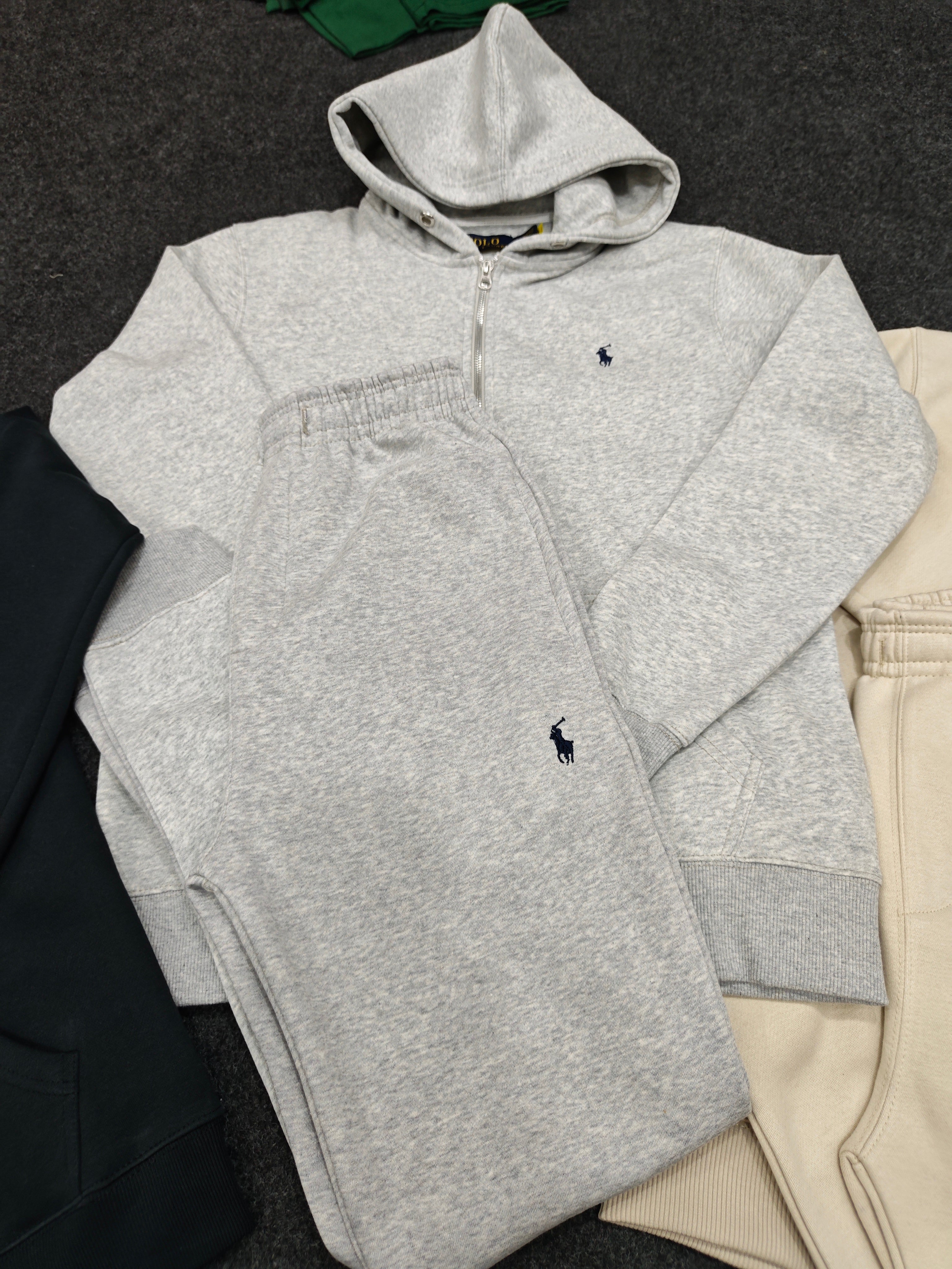 Polo Zipper Hood Tracksuit - Gray