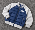 GAP Kids Hybrid Puffer Bomber Jacket - Navy/Gray