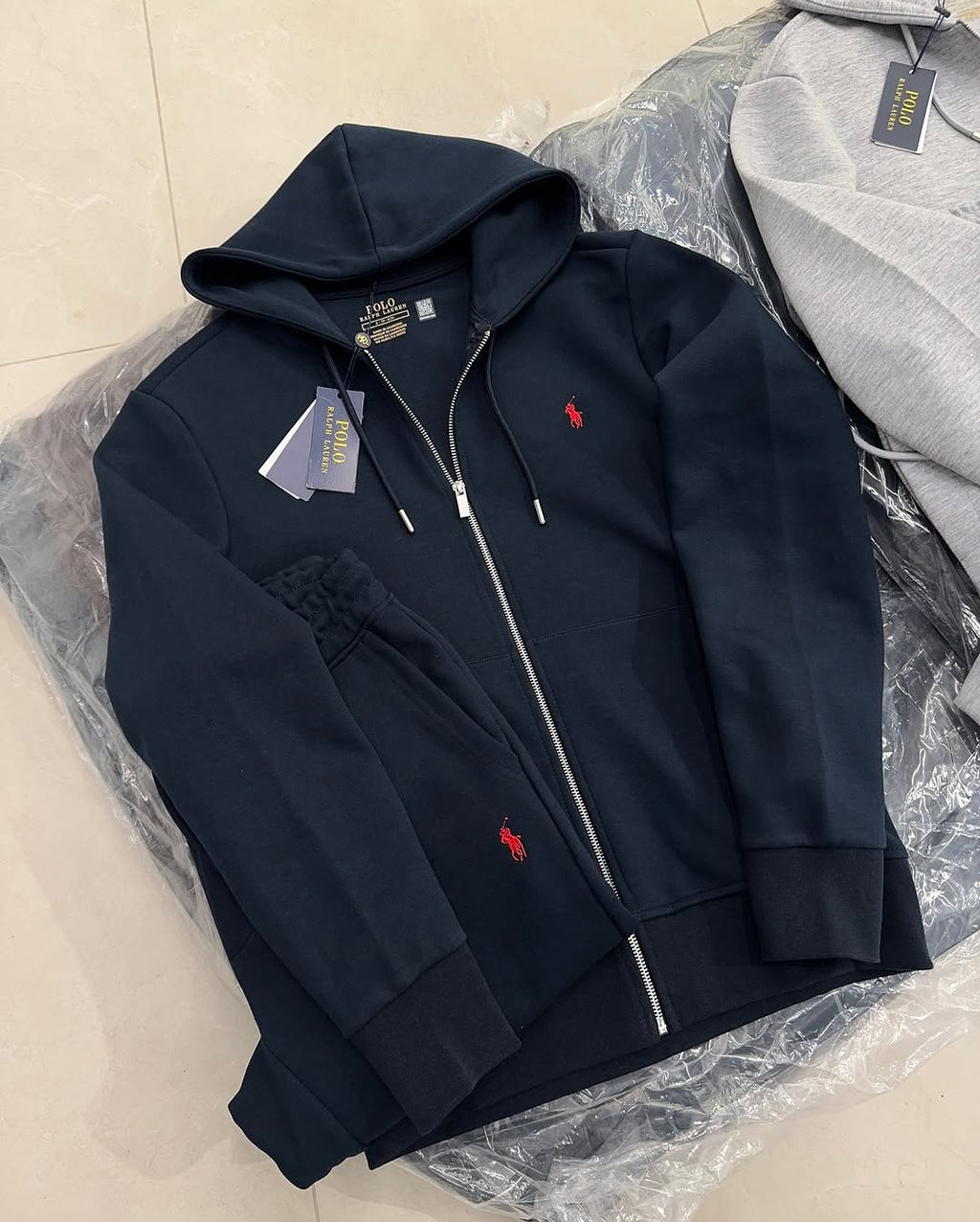 Polo Zipper Hood Tracksuit - Gray
