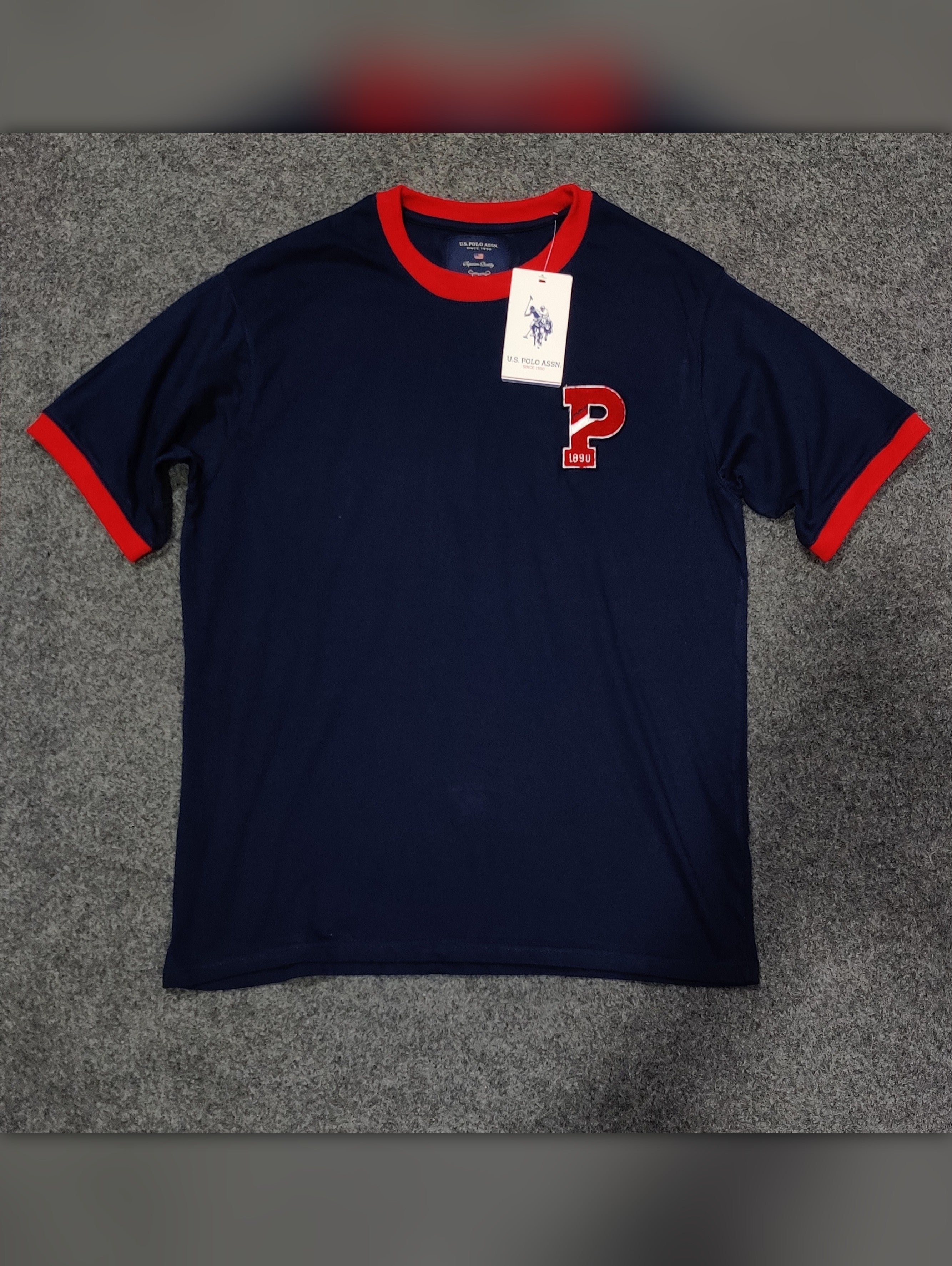 USPA Embroidered Logo Contrast Sleeves Tee - Navy - Brand Store