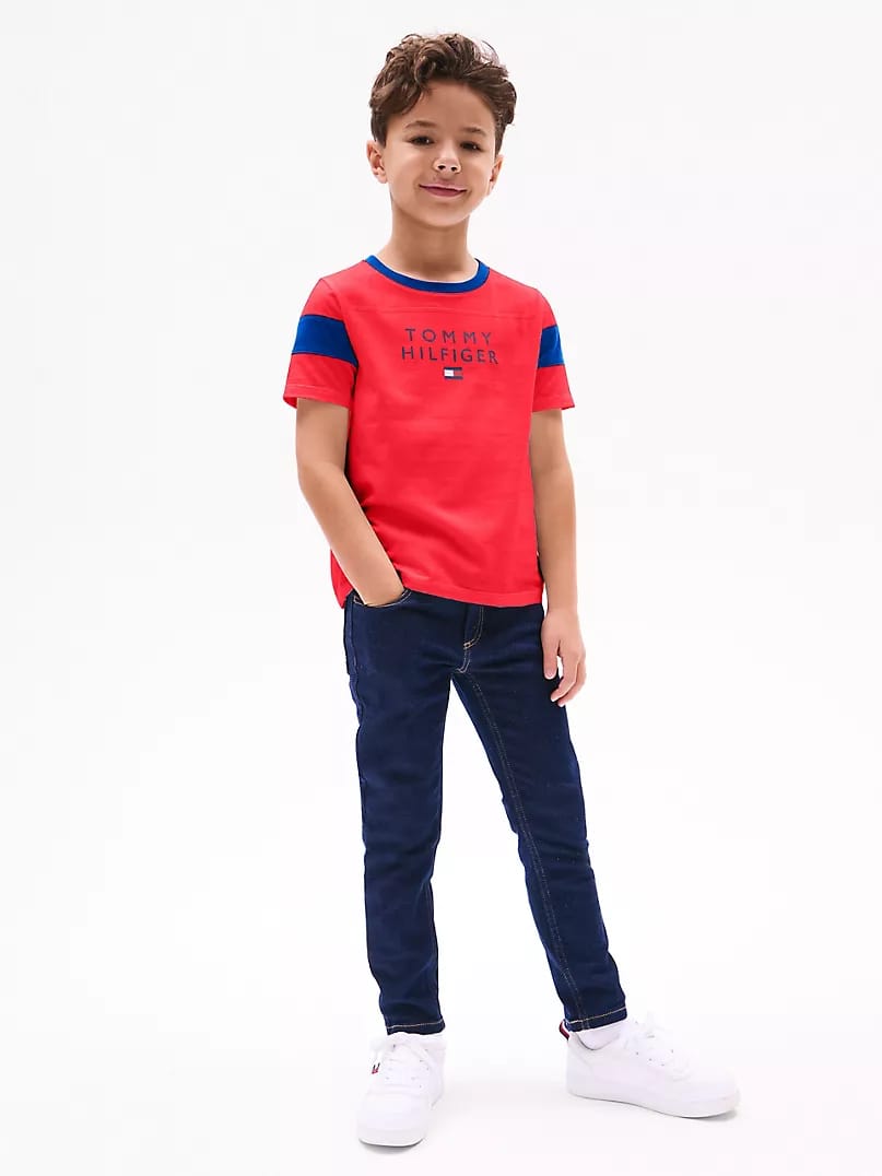 Tommy Colorblock Kids Tee - Red - Brand Store