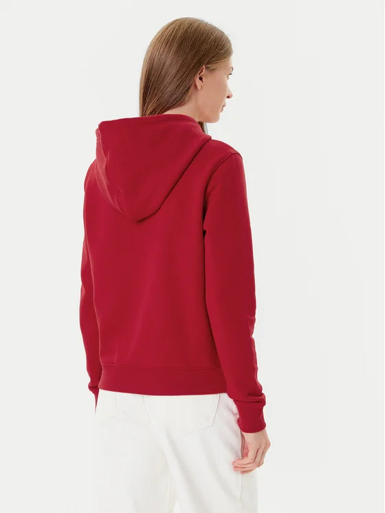Guess Embroidered Triangle Logo Womens Pullover Hoodie - Red