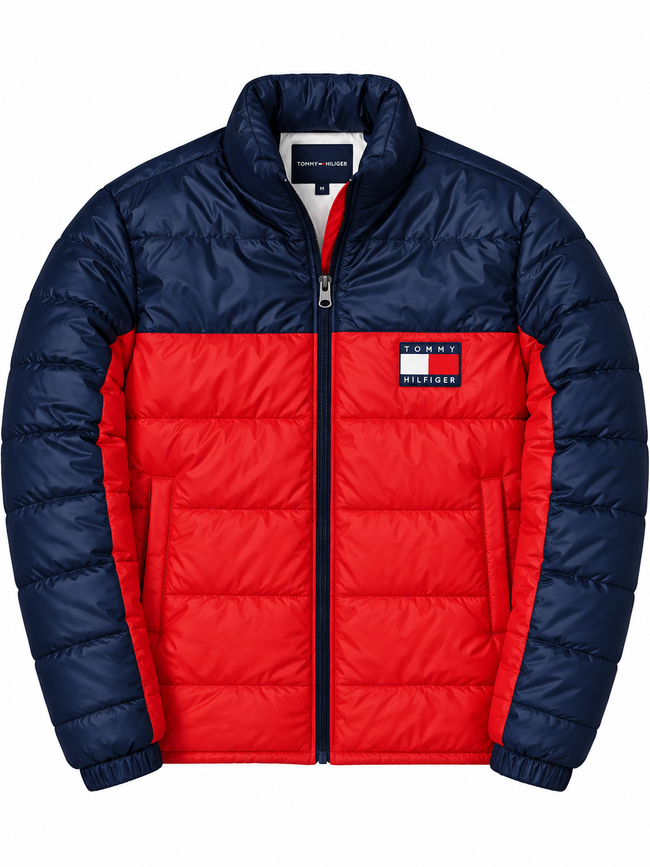 Tommy Colorblock Puffer - Navy/Red
