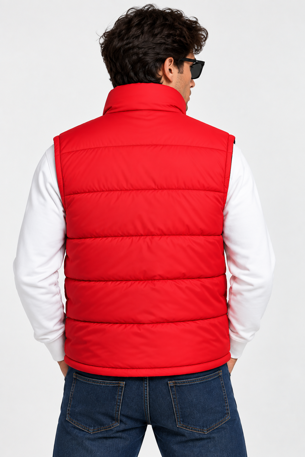 TH Color Block Puffer Vest – Red & Navy