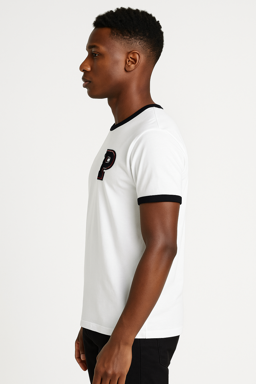 USPA Embroidered Logo Contrast Sleeves Tee - White