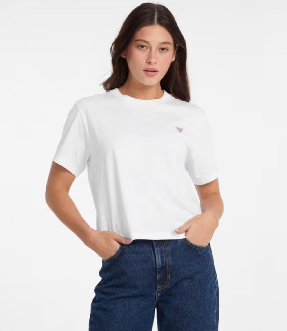 Guess Chest Logo Tee - White - Brand Store