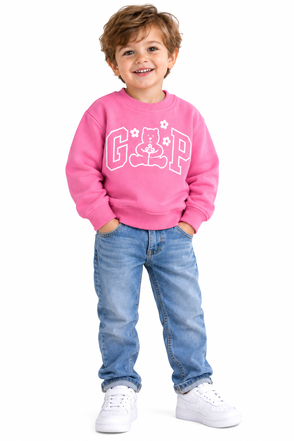 Gap Teddy Bear Graphic Crewneck Sweatshirt - Pink