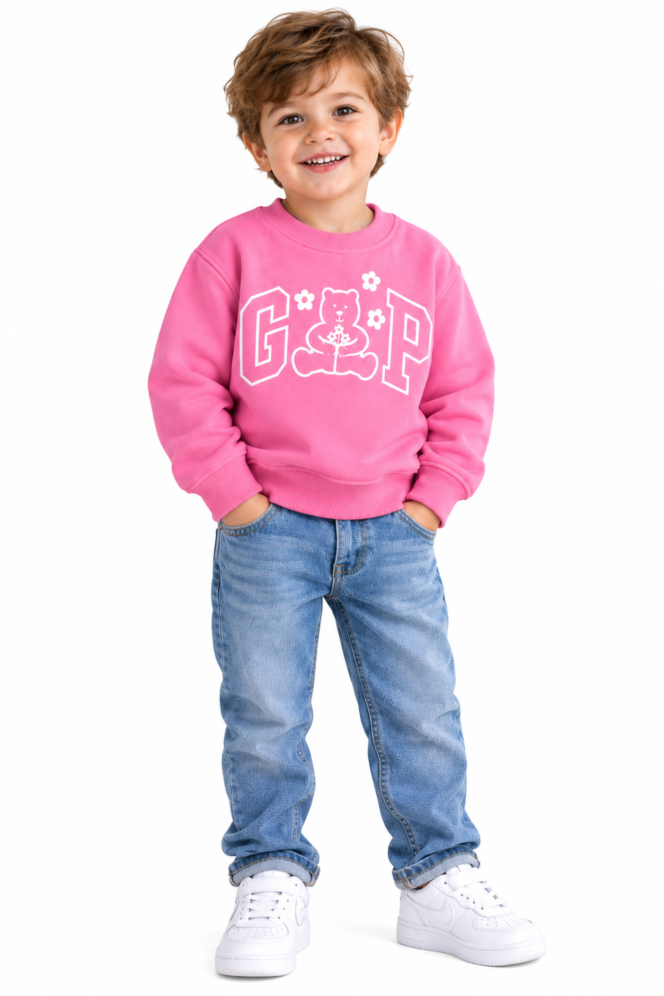 Gap Teddy Bear Graphic Crewneck Sweatshirt - Pink