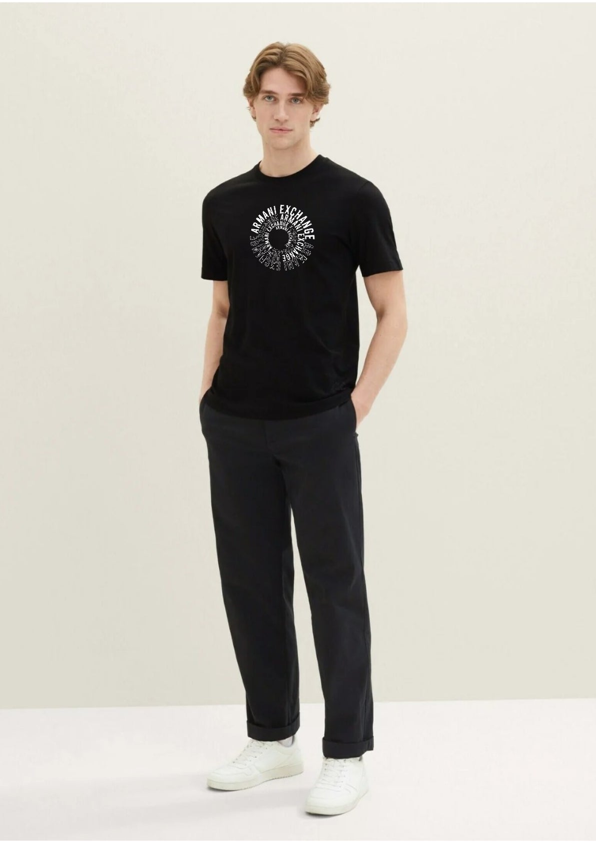Armani Exchange Swirl Logo Tee - Black - Brand Store