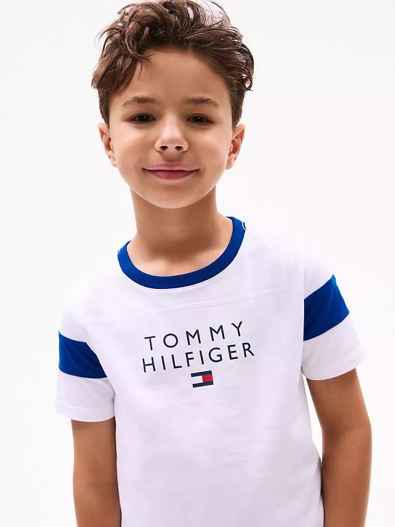 Tommy Colorblock Kids Tee - White