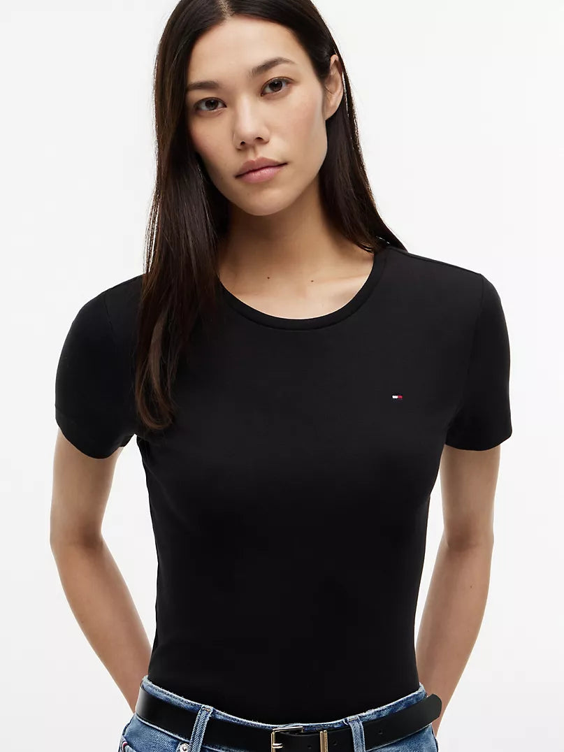 Tommy Embroidered Logo Tee - Black