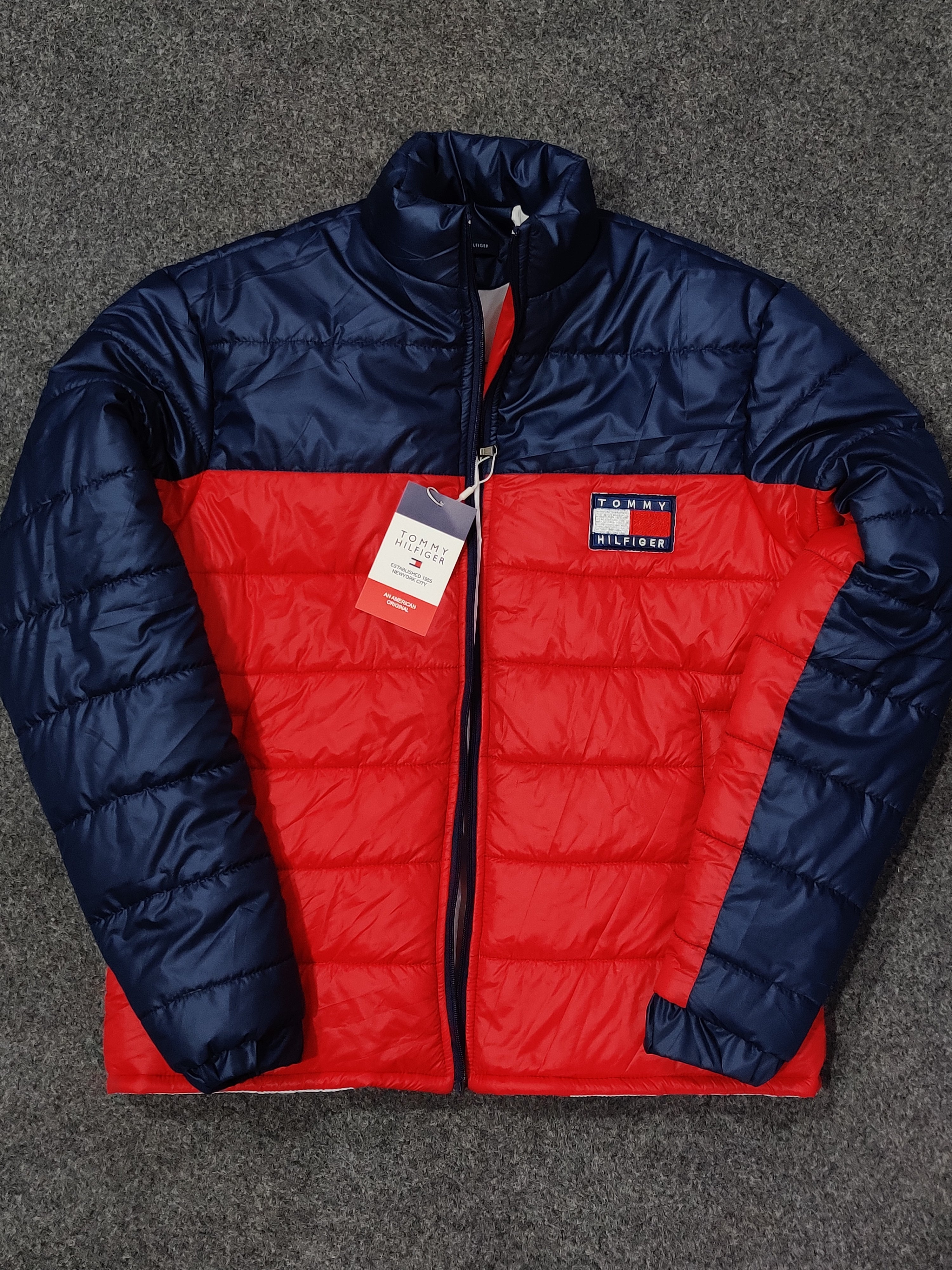 Tommy Colorblock Puffer - Navy/Red