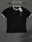 USPA Embroidered Logo Contrast Sleeves Tee - Black - Brand Store