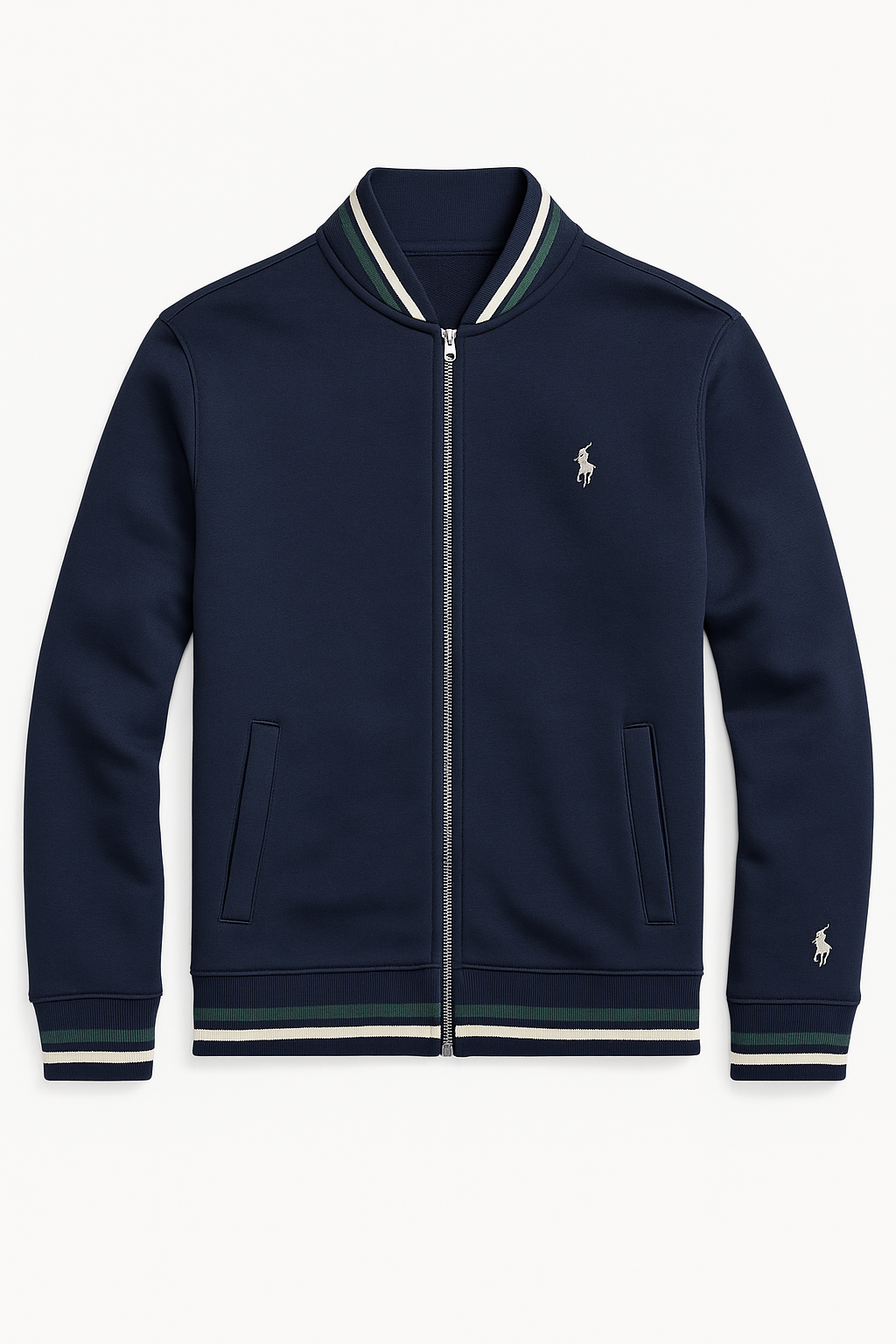 Polo dual side Embroidered Zipper - Navy