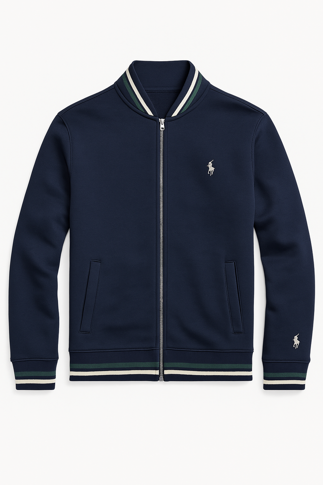 Polo dual side Embroidered Zipper - Navy