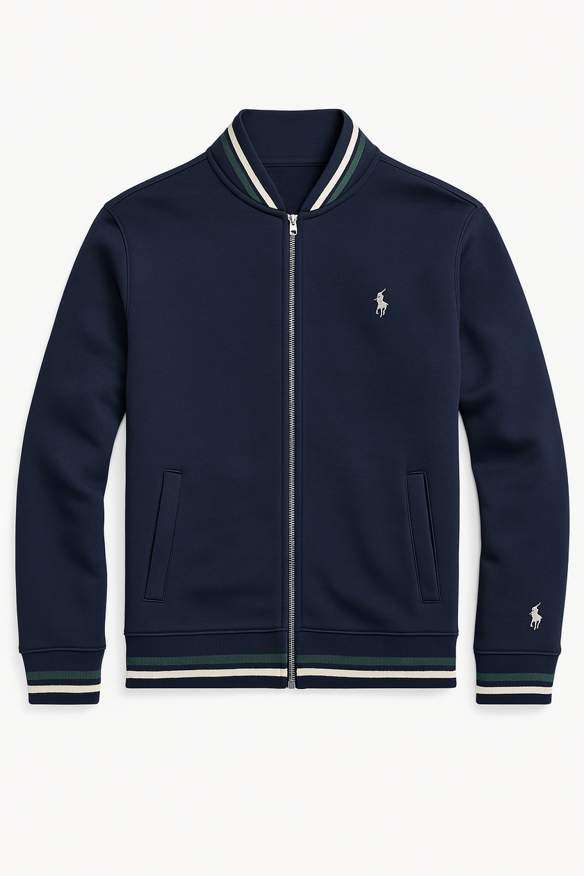 Polo dual side Embroidered Zipper - Navy