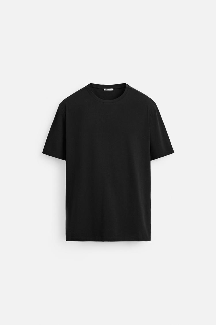 Zara Basic Cotton Tee - Black - Brand Store