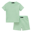 Zara Kids Waffle Knit Shorts-Tee Set - Cyan
