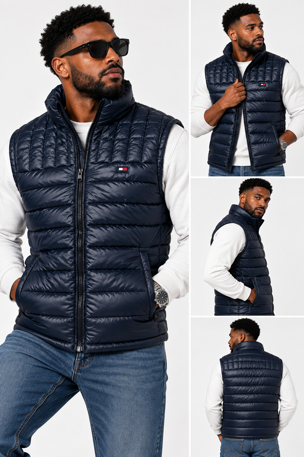 Tommy Sleeveless Puffer Vest - Navy Blue